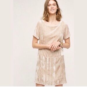 Anthropologie Floreat Crushed Velvet Shift Dress